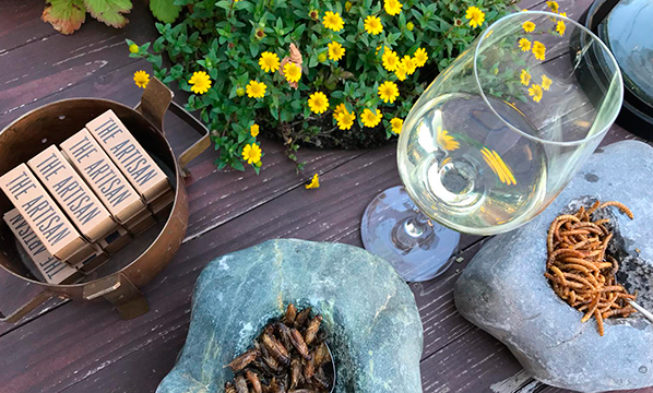 Rueda a la vanguardia con un maridaje con insectos