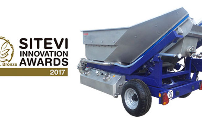 Trofeo de Bronce Sitevi 2017 para el Delta REC, el nuevo concepto de remolque de vendimia de Bucher Vaslin Trofeo de Bronce Sitevi 2017 para el Delta REC