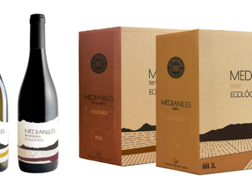 Vino ecológico Medianiles: etiquetas de pulpa de uva y bag-in-box de cartón reciclado Vino ecológico Medianiles: etiquetas de pulpa de uva y bag-in-box de cartón reciclado